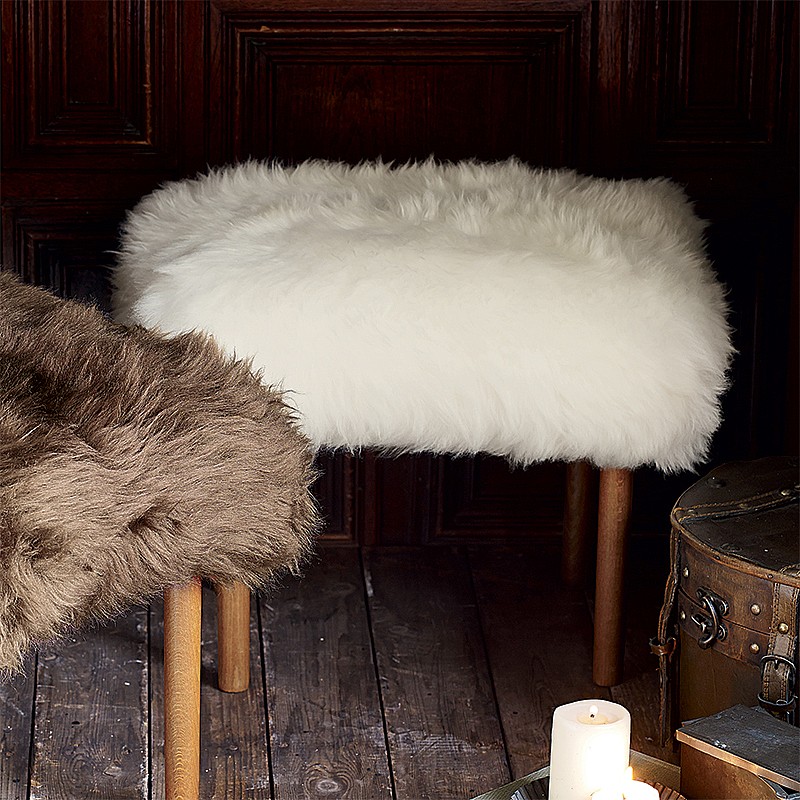 Ivory Boreraig Sheepskin Footstool Culture Vulture Direct
