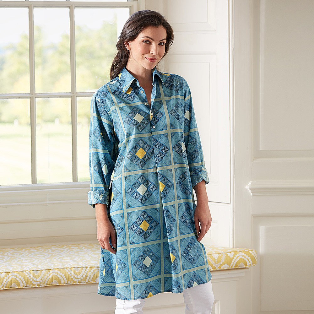 Lumbini Longline Cotton Shirt | Printed ...