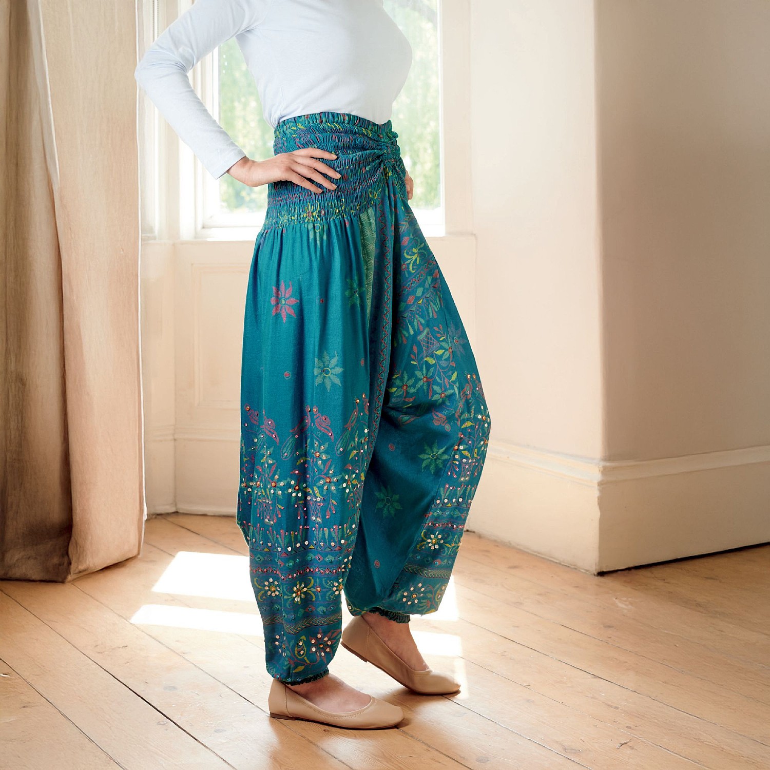 block print cotton harem trousers  From The Source