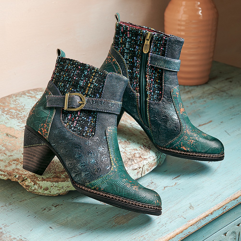teal leather boots