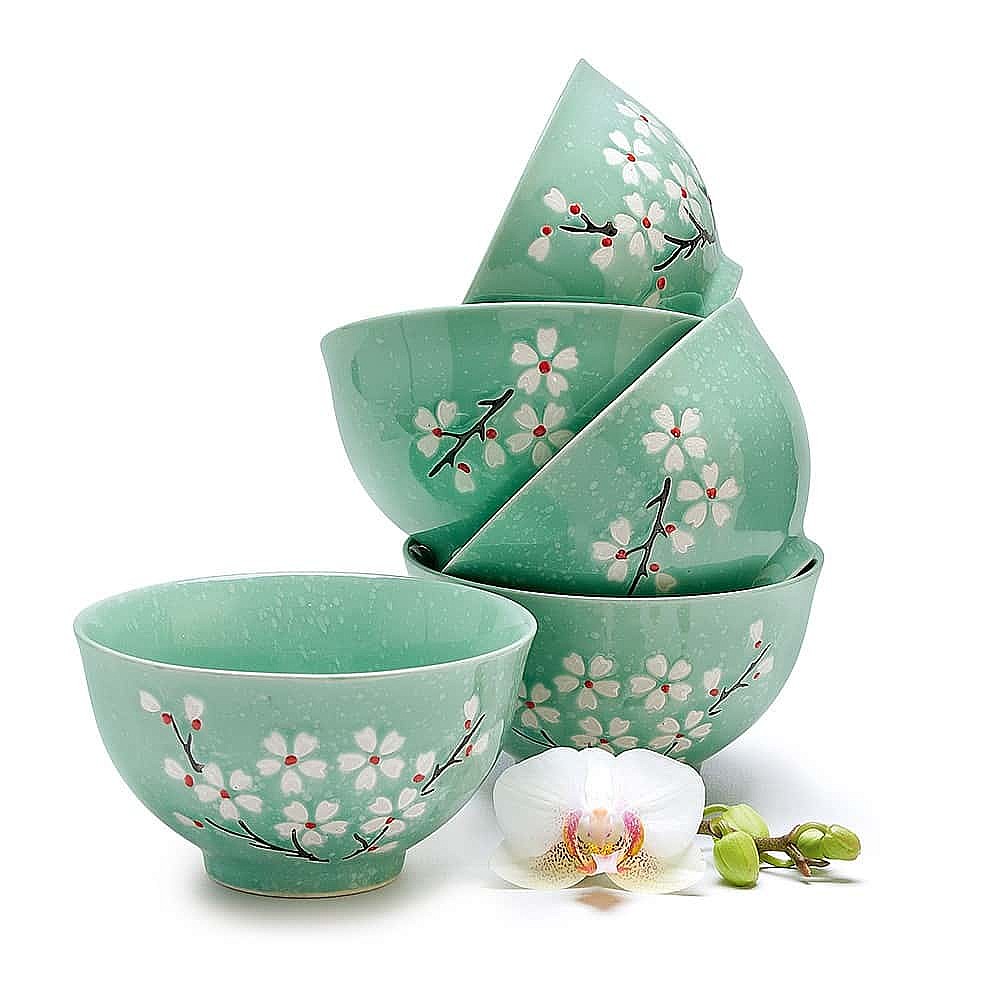 5 Turquoise Blossom Bowls