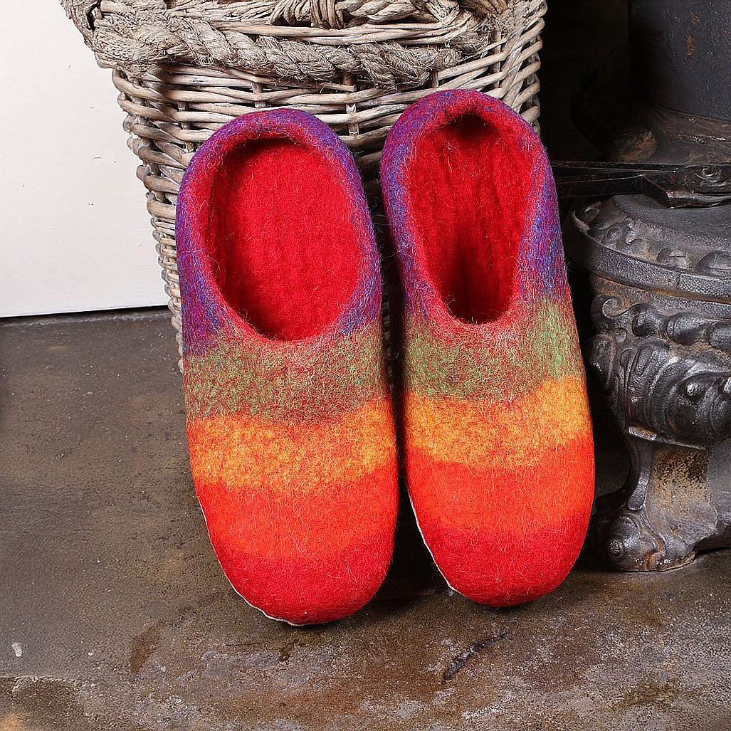 Koshi Wool Felt Slippers Made in Nepal Fair Trade