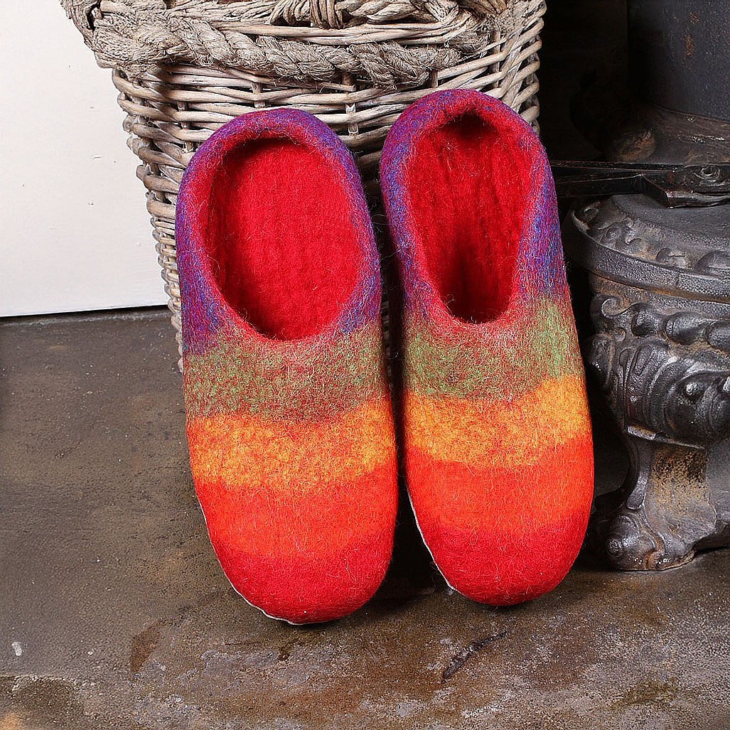 Koshi Wool Felt Slippers | Made in Nepal Fair | Comfortable & Cosy Footwear | Culture