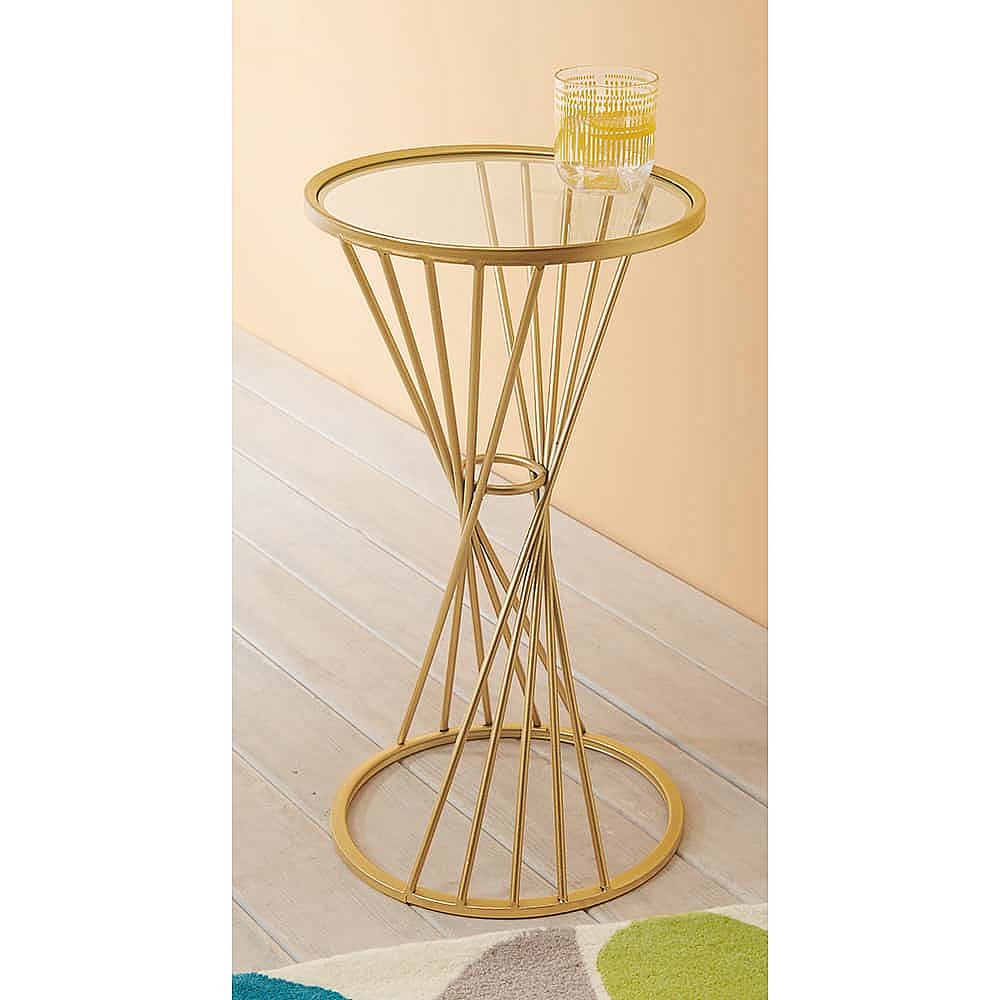 Gold metal and shop glass desk