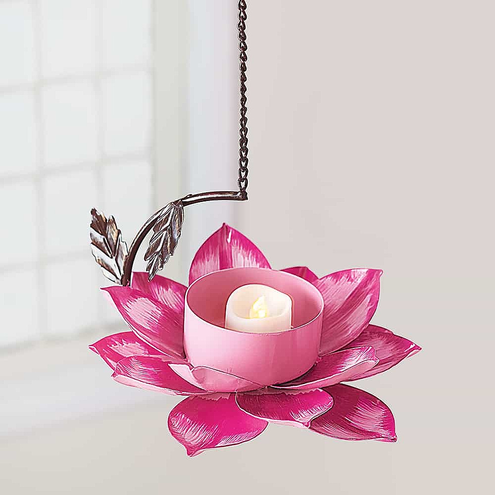 Pink Lotus Hanging Candle Holder