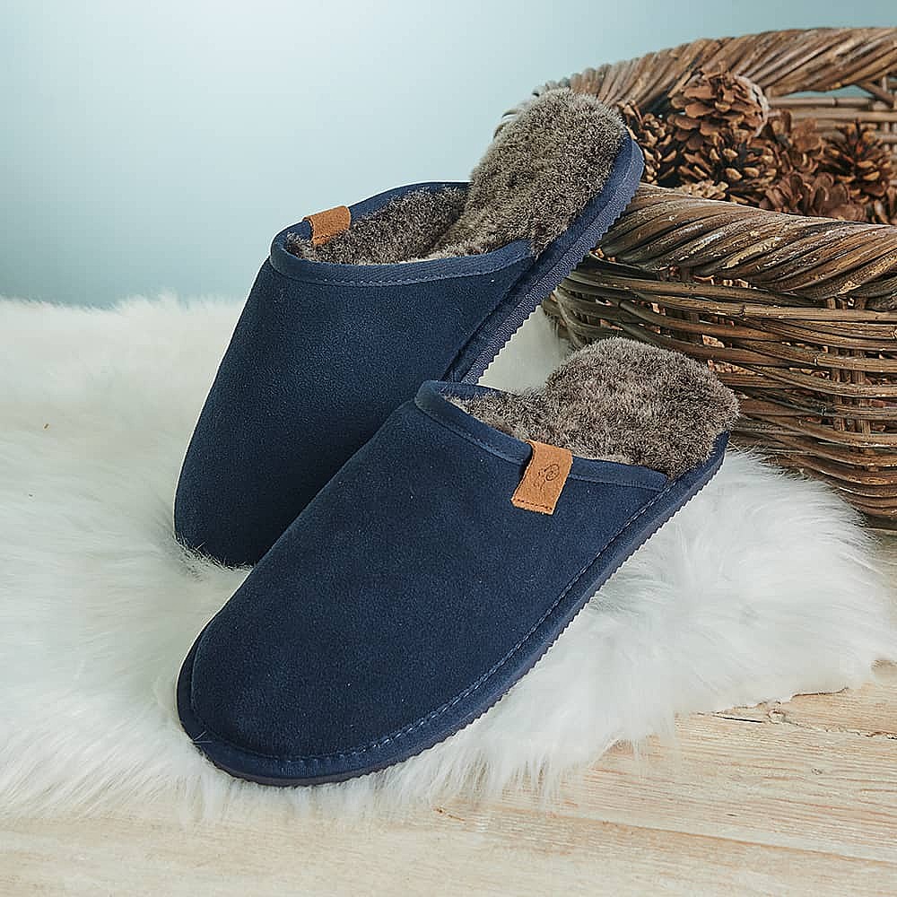 Suede mule slippers deals