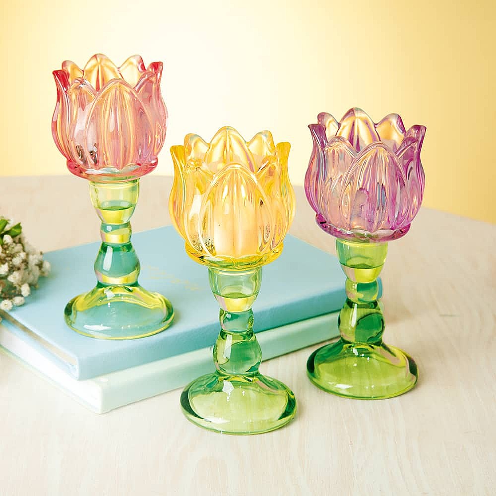 3 Annecy Pastel Tulip Tea Light Holders | Culture Vulture
