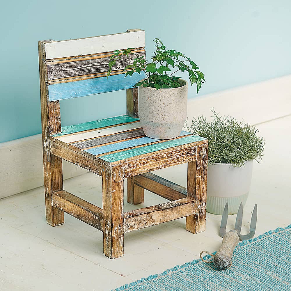 Little Compton Blue Striped Coastal Wood Plant Stand Culture Vulture