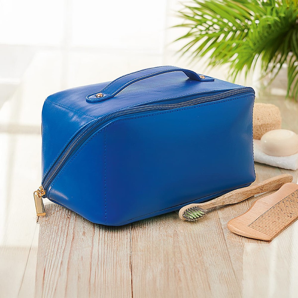 Cobalt Faux Leather Travel Toiletries Bag Culture Vulture
